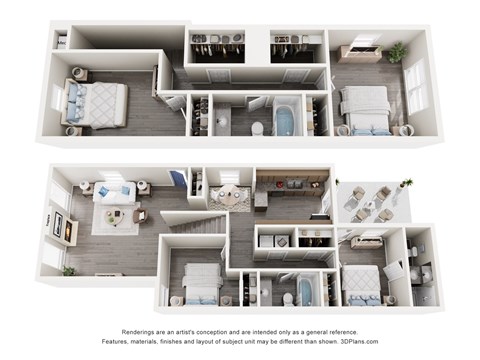 Floor plan for 4 beds, 3 baths, 1687 sqft